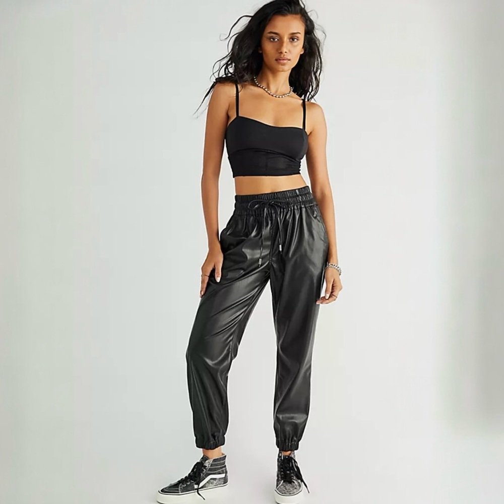 🚨Last Chance-Removing 9/30🚨 BlankNYC Vegan Leather Night Crawler Black Joggers